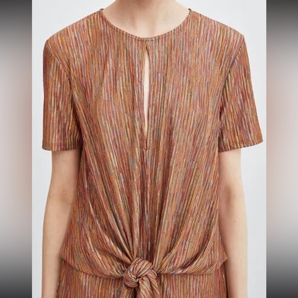Zara Multi Color Keyhole Cutout Striped Romper Small - Picture 5 of 17